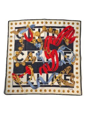 CELINE Paris Lightweight Cotton Scarf – Equestrian Print